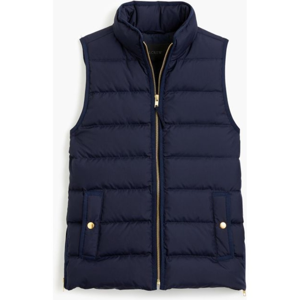 jcrew petite mountain puff vest navy
